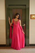 Fuchsia Starburst Georgette Anarkali Gown