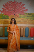 Marigold Orange Banarasi Tissue Silk Kurta Set with Dupatta